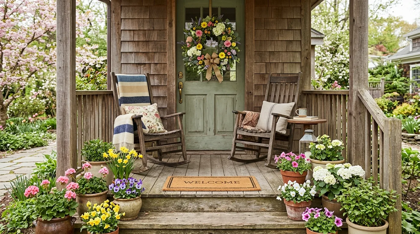 Rustic Porch With Rocking Chairs